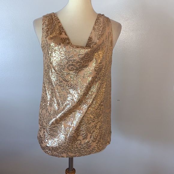 [J. Crew] Nude/Metallic Sleeveless Blouse - Size 4 - Picture 1 of 6